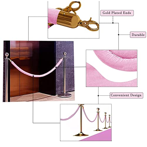 Corde de guidage en velours rouge bordeaux avec attache dorée pour barrière de sécurité événementielle - 5