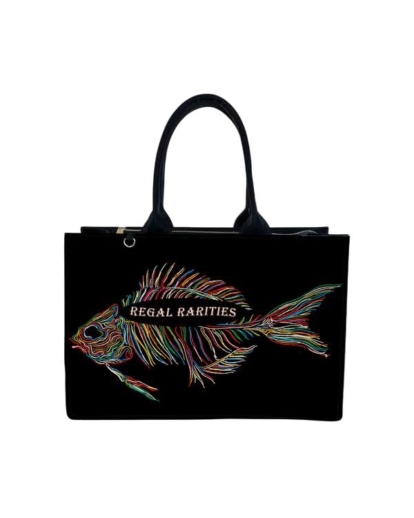 Colorful Fish Skeleton Customized Tote Bag | Artistic & Edgy Design Vegan Leather Handbag | Premium Made in India Tote for Women | Personalized Gift for Her | Perfect for Travel, Office & Daily Use-image-48
