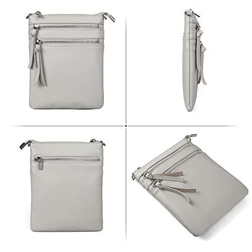 Befen Mini Gray Genuine Leather Crossbody Purses For Women, Lightweight Crossbody Phone Bags Cross Body Bag Purses(Beige Grey) #TOP5