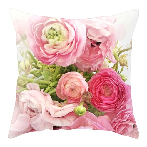 DAZZLUXE 1 Stück rosa floraler Kissenbezug, 45 x 45 cm, Plüsch,...