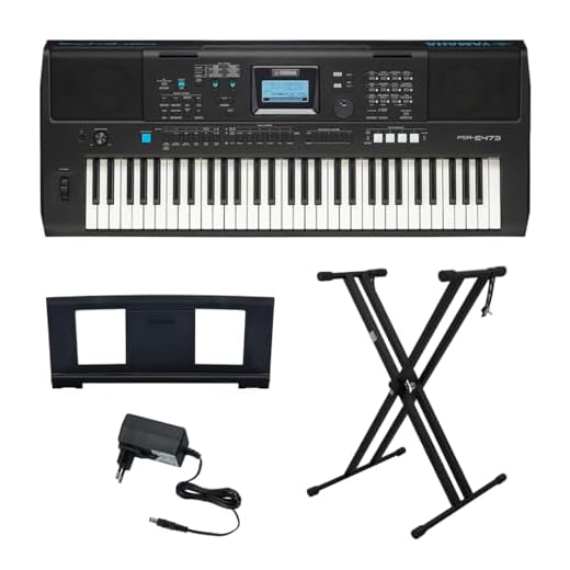 Kit Teclado Arranjador 61 Teclas PSR E473 com Suporte em X
