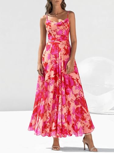 Image of BTFBM Women Summer Maxi Dresses Elegant Wedding Guest Dress | Cowl Neck,Spaghetti Strap,Mesh,Floral,A-Line,Flowy,Party,Cocktail,Homecoming,Graduation,Sundress,Prom,Beach Long Dresses