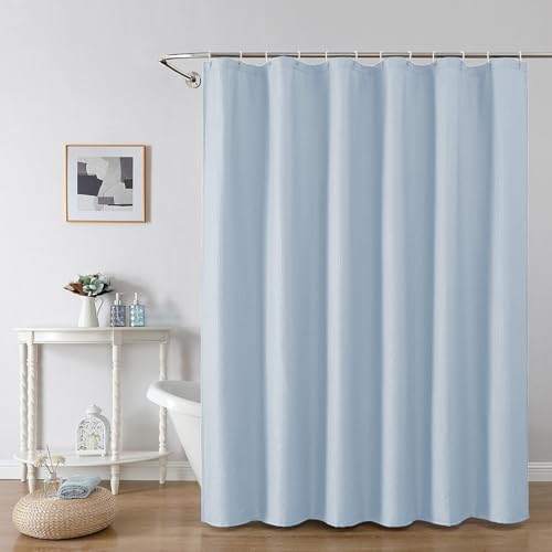 OWENIE Glacier Blue Shower Curtain for Bathroom 72x72 Inch 3D Embossed Textured Waffle Fabric Shower Curtains Soft Hotel Farmhouse Style Water Repellent Machine Washable 72 W x 72 L