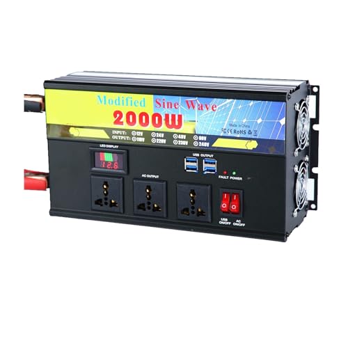 Onduleur à ondes modifiées 2000W convertisseur 24V 220V avec 3 prises AC