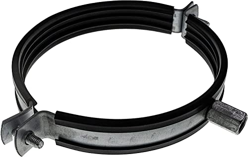 Vent Systems 100 mm / 4 Inch Galvanised Steel Pipe Clamp with Rubber – Heavy-Duty Adjustable Metal Duct Bracket for Wall and Ceiling Mounting - for Ventilation, Drain, PVC Pipe Tightening