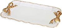 Warmtree Vintage Jewelry Organizer Tray - Retro Bow Decor Resin Plate for Rings, Earrings, Cosmetics, Towels - White Coquette Room Decor Storage (7.5x4.5")