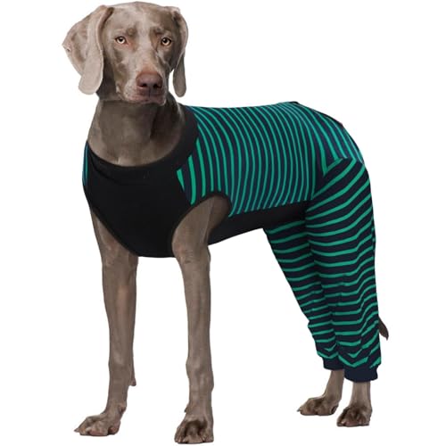 Image of Kuoser Dog Recovery Suit with Anti Licking Rear Leg Sleeve, Green 2XL | Abdominal Dog Surgical Suit with Pants Cover Protect Wounds, Dogs Elbow Protector Soft Pet Surgery Onesie Cone Alternative