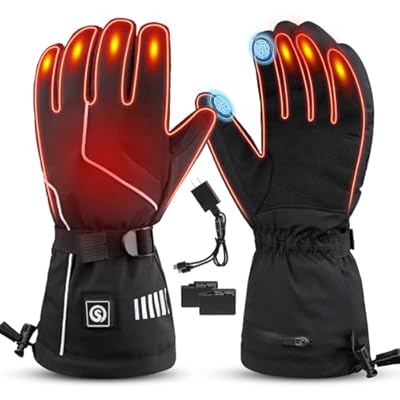 SAVIOR HEAT Heated Gloves for Men Women,Electric Gloves 4000mAh Rechargeable Batteries Touchscreen Waterproof Heated Winter Gloves for Motorcycle Ski Hiking