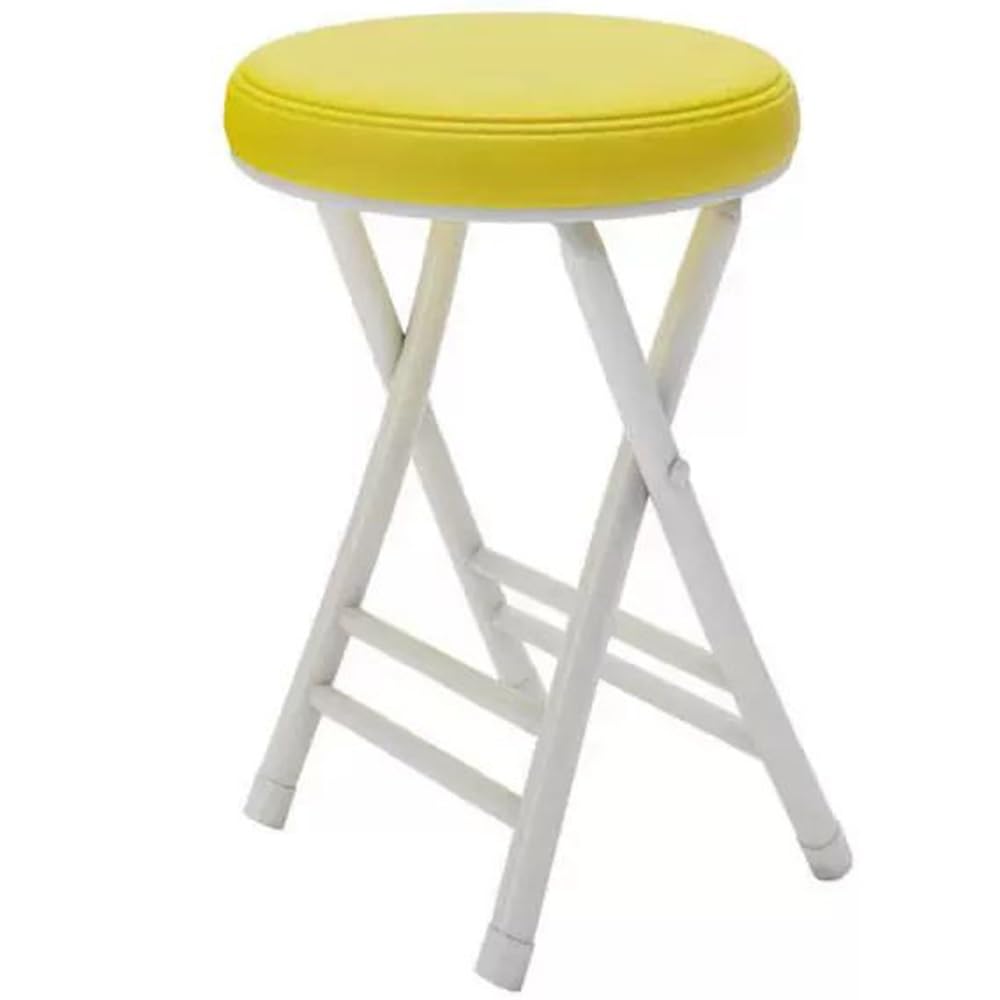 ILOOXICushioned Padded Folding Stool Stackable Portable Folding Chair Round Folding Bar Stool 330lb Capacity Foldable Stool For Home Kitchen Dining Breakfas (Color : Yellow, Size : 50cm/20in)