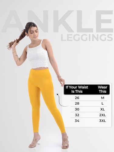 Image of Cotton Ankle Length Leggings for Women & Girls | No See Through