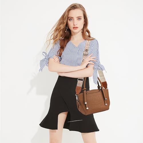 Image of LEMEDE Purse Strap,2 inch Leather End Shoulder Strap Adjustable Replacement,Retro Jacquard Multi-pattern Crossbody Bag Straps