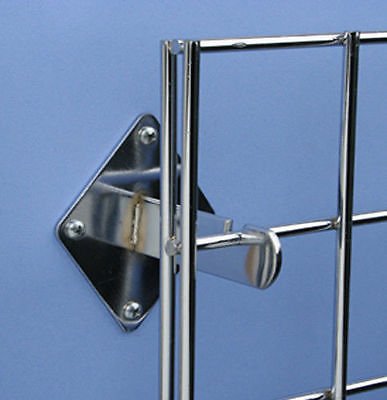 Only Garment Racks Gridwall Mount Brackets for Grid or Slatgrid Panels Box of 8 Pcs Chrome Color