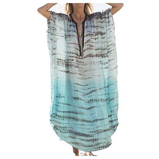 L-Peach Vestido Largo Kaftan de Playa Pareo Cover Ups para Mujer