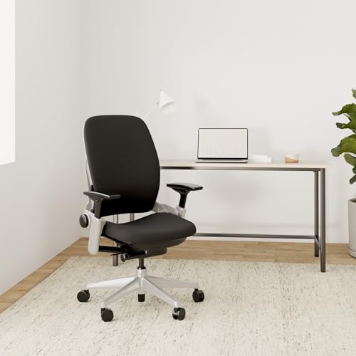 Image of Steelcase Leap Office Chair, Adjustable, Hard Floors, Licorice Black Fabric