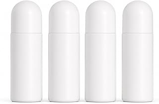 4 Stück Roll On Flasche Leer, Deoroller Zum Befüllen, Kunststoff Leer Roller Flaschen Mit Rollenkugel für Aromatherapie, Duft Öle, Parfüm Und Hautpflegeprodukte Reisen (Weiß, 50ml)