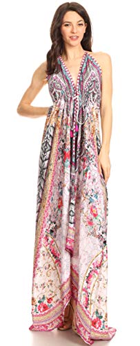 Image of Sakkas Lizi Womens Maxi High-Low Halter Handkerchief Long Dress Beach Party