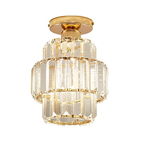 Plafonnier en cristal doré moderne E27 chic