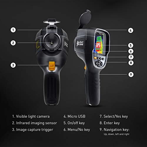 PerfectPrime IR0019, Infrared (IR) Thermal Imager & Visible Light Camera with IR Resolution 76,800 Pixels & Temperature Range from -4~572°F, 9 Hz Refresh Rate