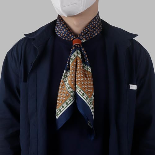 Image of 27.5 Inches Square Silk Feeling Neck Scarf for Men Necktie Silk Bandanas Pocket Square Cowboy Scarves