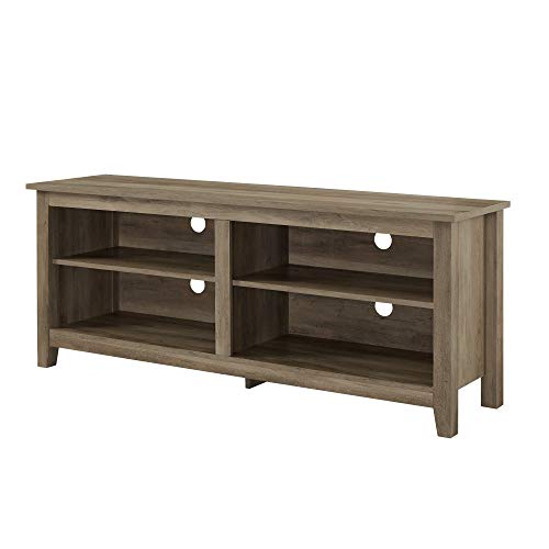 Walker Edison Wren Classic 4 Cubby Tv Stand For Tvs Up To 65 Inches, 58 Inch, Grey Wash #TOP2
