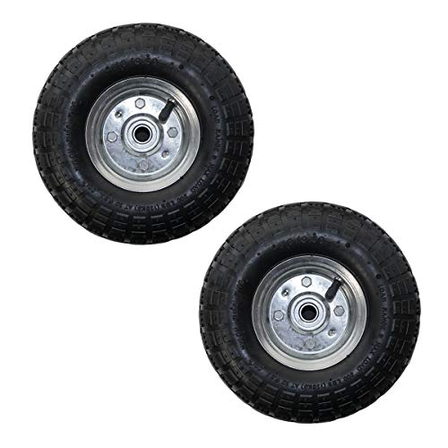 KCT Twin Pack 10 Replacement Wheels for Garden Cart Twin Wheelbarrow Garden Tool Trolley Sack Barrow Wheel Twin Wheel Wheelbarrow Garden Trailer - 4.10/3.50-4 Size