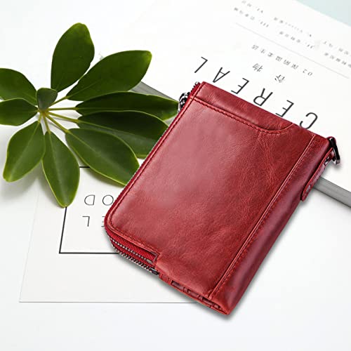 Men Red Theft Leather Wallet Multifunctional Credit Card Holder Coin Purse for Daily Use Stylish Design Storage for Cash and Cards4