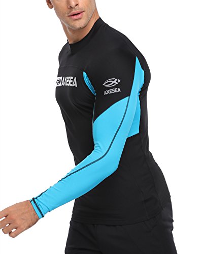 Axesea Men Long Sleeve Rash Guard Upf 50+ Second Skin Fabric Swim Shirt,Black,Medium #TOP1