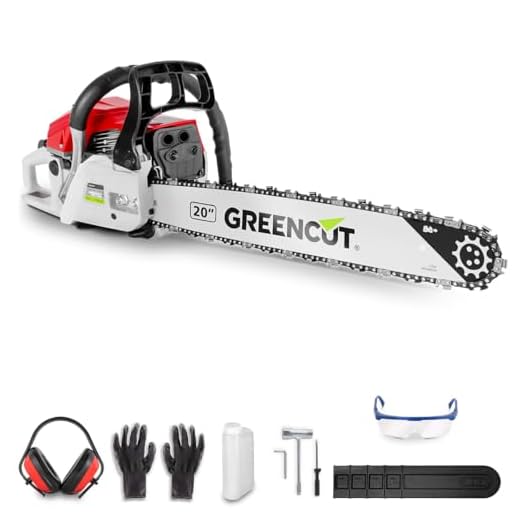 GREENCUT GS610X - Motosega a benzina 20", motore 2 tempi 62cc 3.6hp, lunghezza taglio 50.8cm, abbattimento tronchi, 5.65kg, anti-vibrazione