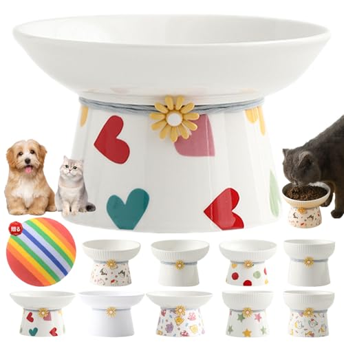 フードボウル 猫 陶器 ペットボウル 犬 斜め ペット用食器 脚付き 猫用食器 水飲み 餌入れ 犬猫兼用食器 洗いやすい 食べやすい 吐き戻し防止 首や腰の負担を軽減し 電子レンジ 食器洗浄機 対応 猫用品 (A#)