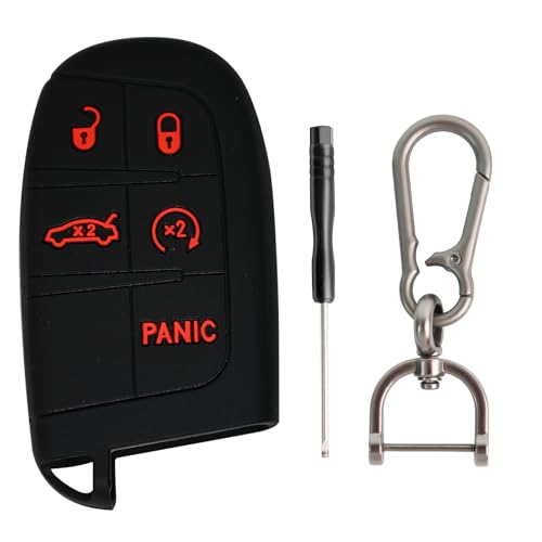 Silicone Key Fob Cover, 5 Button Remote Key Protection Case (Black)