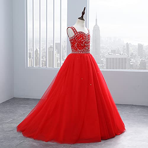 Girls Lace Pageant Party Dress Wedding Flower Girl Maxi Ball Gowns Flower A Line Birthday Dance Prom Evening Tulle Floor Length Skirt Royal Blue-C-14 #TOP2