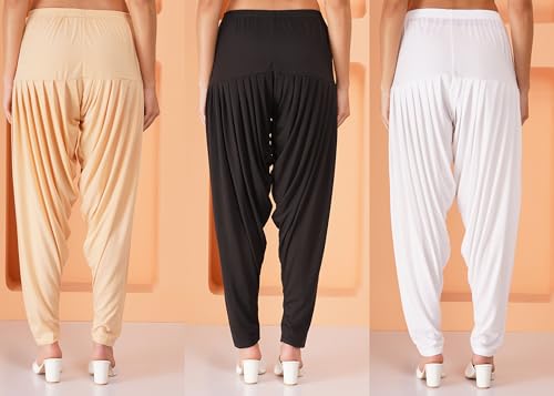 Image of Buy That Trendz Patiala Pant Combo Pants for Womens Pack of 3 Viscose Patiyala Salwar Bottoms