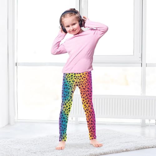 Rainbow Animal Skin Print Girls Casual Leggings for Kids Printed Long Pant Bottoms Stretch and Soft4