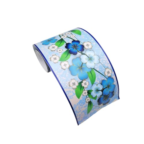 Pegatinas for bordes de papel tapiz, borde de pared con diseño de flores, elegante borde de papel tapiz autoadhesivo de 2,4 m x 10 cm, moldura moderna for pared, piso, puerta, borde de lavabo(Blue)