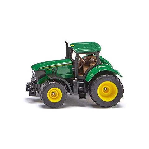 Tractor John Deere 6250R de metal y plástico con remolque y neumáticos de goma Cover