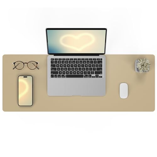 Non-Slip Desk Pad, Desk mat,Waterproof PU Leather Protector, Easy Clean Laptop Mat for Work/Home/Decor (Apricot, 31.5' x 12')