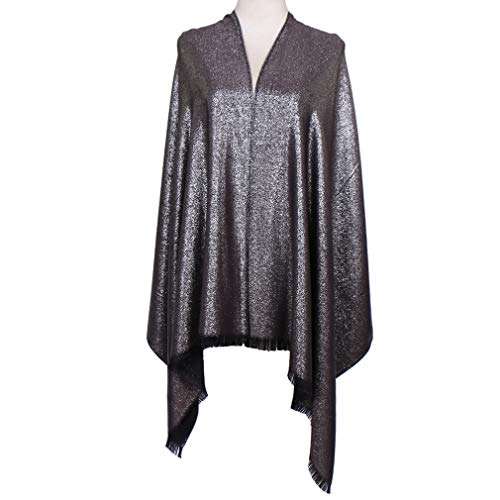 Image of LMVERNA Women's Sparkling Metallic Soft Pashmina Shawls and Wraps Scarf in Solid Colors