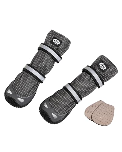 MOKO PAWS Dog Shoes Tall Outdoor Dog Boots with Anti-Slip Natural Rubber Soles Water-Repellent Paw Protection Snow & Winter Boots All-Weather Protect (Size 7 (2 Boots))