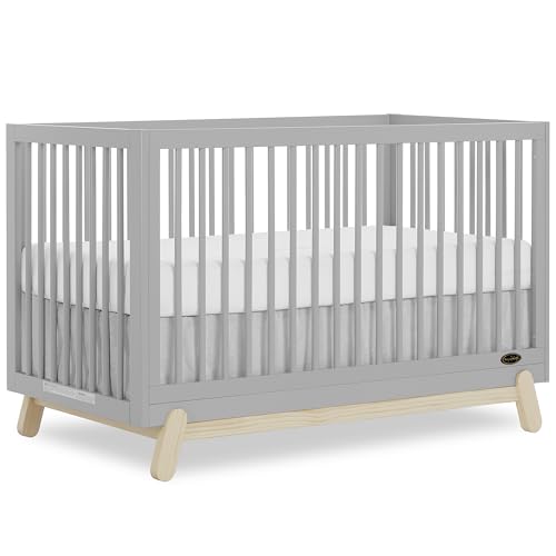 Image of Dream On Me Hygge 5-in-1 Convertible Full-Size Baby Crib in Pebble Grey Vintage, GreenGuard Gold & JPMA, Converts to Toddler, Day & Full-Size Bed, Adjustable Mattress Heights, Modern Nursery