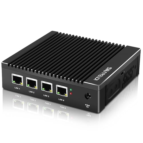 Sharevdi Fanless Micro Firewall Appliance Intel N3710/N3700 Quad Core, 4xIntel 2.5GbE i226 LAN Ports, DDR3 mSATA SSD AES NI Network Gateway Soft Router Test with pf-Sense/opn-Sense