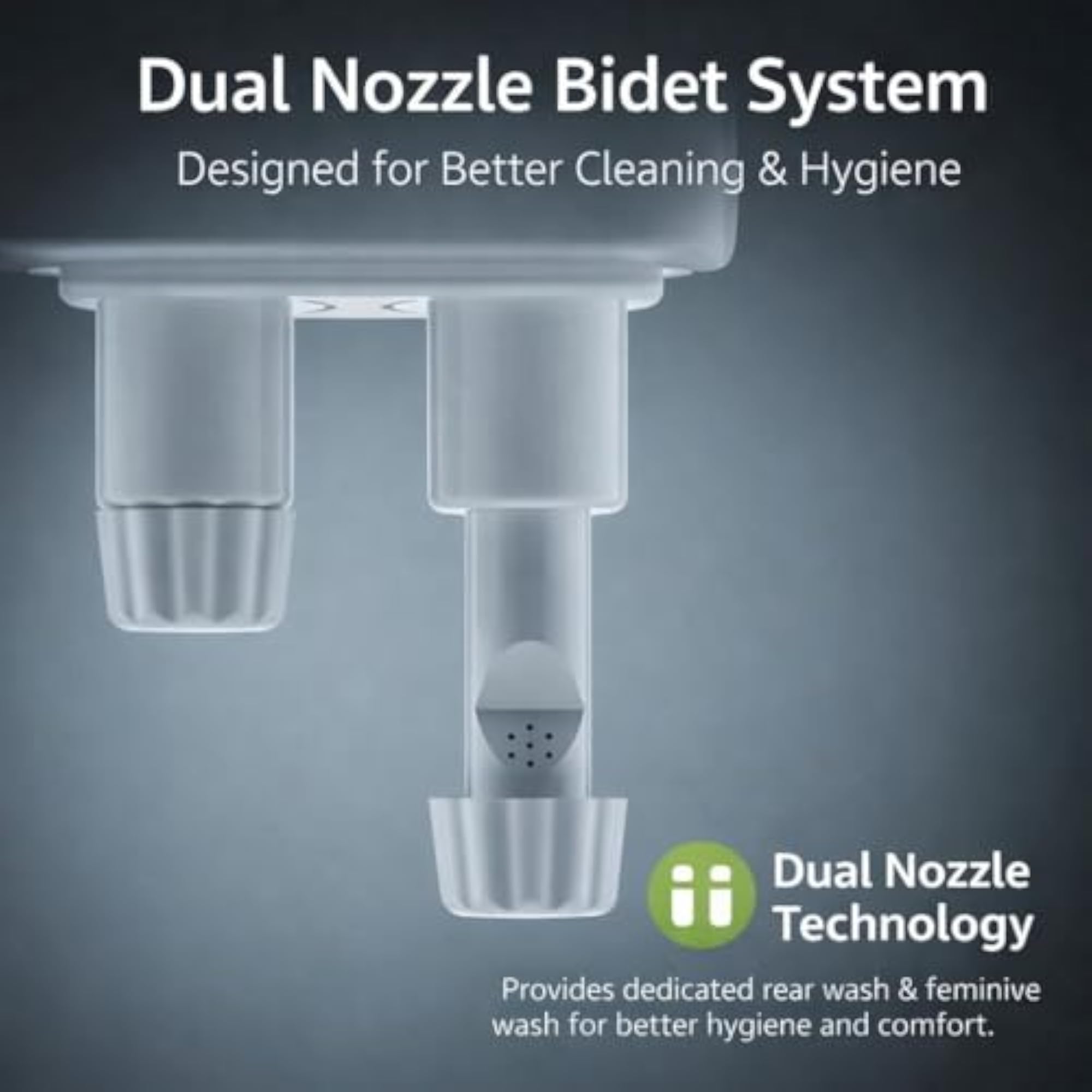 Toilet Bidet Attachment - Dual Nozzle Jet Spray