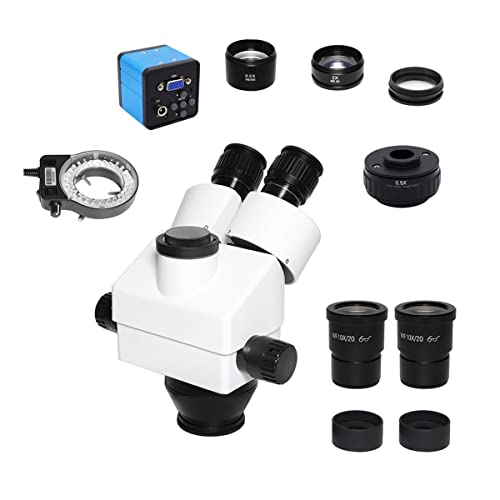 Microscope 3.5X 7X 45X 90X Simul-Focal Trinocular Zoom Stereo Microscope Head +2.0X 0.5X Objective Lens W10X Eyepiece 38MP/VGA Video Camera(VGA add 0.5X Cmount)