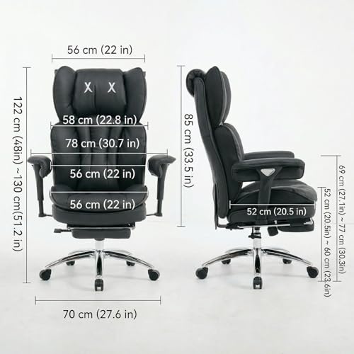 Image of Efomao Big & Tall Desk Chair, Wide Executive Office Chair with Footrest Black