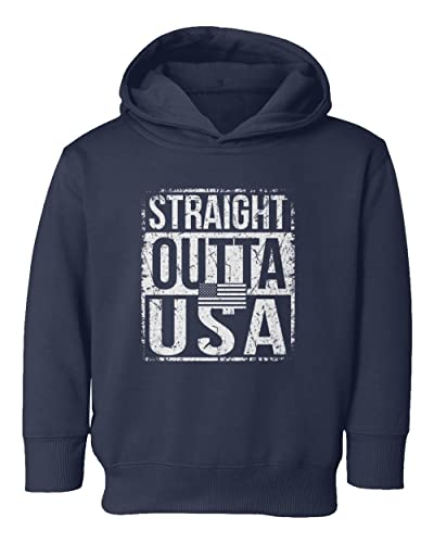 KING THREADS Straight Outta USA 2022 World Soccer Country Flag Fan Championship Toddler Hoodie Sweatshirt (USA Navy, 4T)