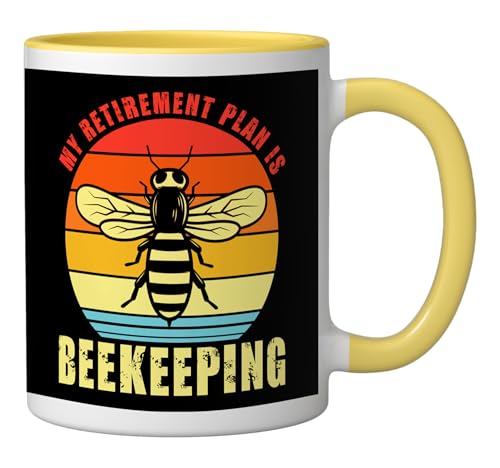 Taza cerámica amarilla y blanca de 11 onzas miniatura 2