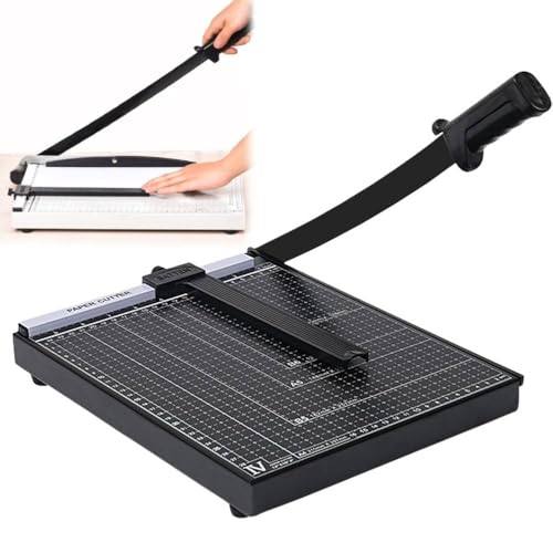 iimono117 裁断機 ペーパーカッター A4 スライドカッター 断裁機 A5 B7 B6 B5 対応 目盛り付き ズレ防止 裁断 ペーパー カッティングマシン 12枚対応 業務用 家庭用 (ブラック)
