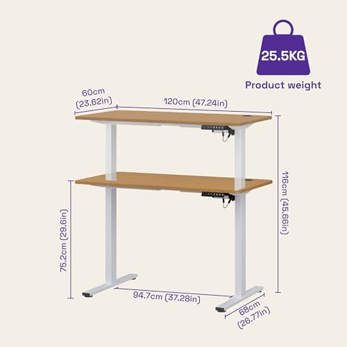 Image of Wakefit Study Table | 5 Yr Warranty | Standing desk, Computer Table for Home Pc, Electric Height adjustable, Digital Display & 4 Memory Presets, Free Installation, Modern Ergonomic Wobble-Free - Notiq