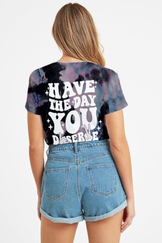 Funny Shirts for Women Have The Day You Deserve Shirts Tie Dye Skeleton Emo Graphic Tee Tops3