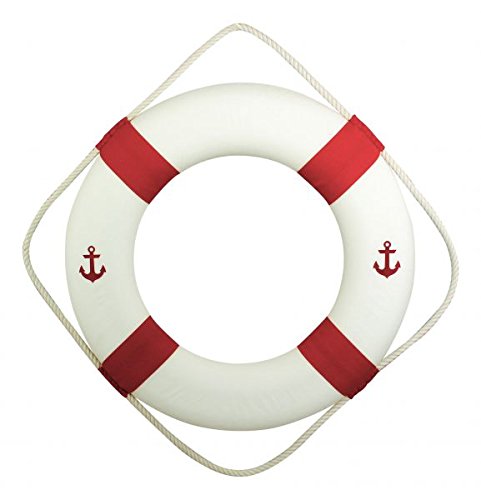 Antik-2000 Rettungsring weiÃŸ rot mit Anker 50 cm zur Dekoration