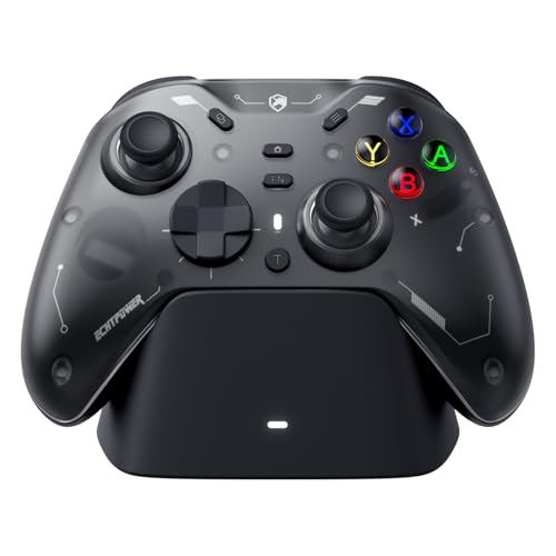 ECHTPower コントローラー PC Switch2 充電ドック 6軸ジャイロ 2.4Gレシーバー ホール効果スティック/トリガー ABXY切り替え可能 1200mAh 1000Hz 連射 背面ボタン 取り外しカバー 2 種類十字キー 4方位振動 無線/有線接続 ドリフト防止 PC/Switch2/Steam/Android/iOS/スマホに対応 ブラック